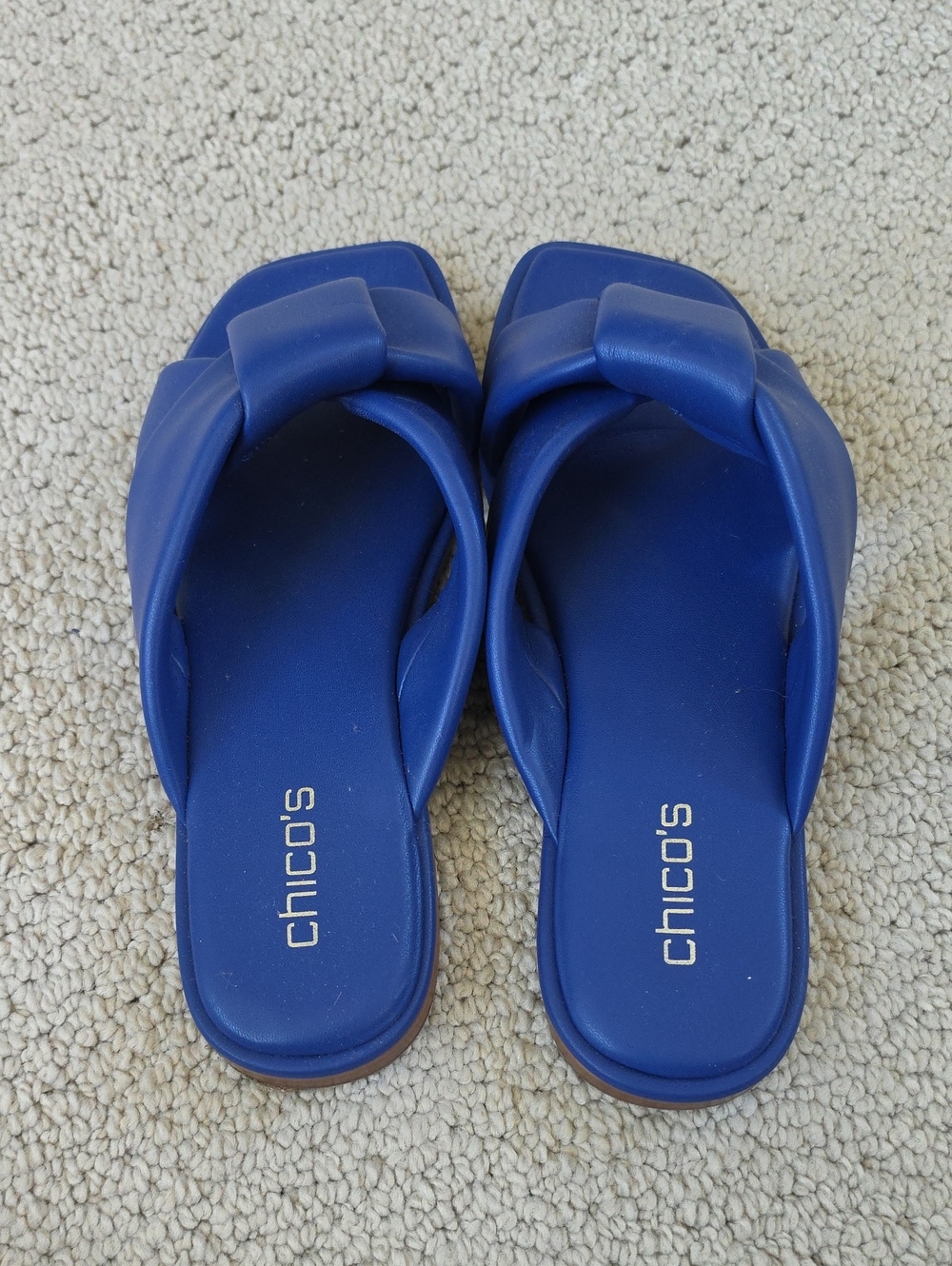 Chico's Royal Blue Knotted Slide Mules
